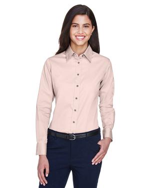 Harriton M500W - Ladies Easy Blend Long-Sleeve Twill Shirt with Stain-Release