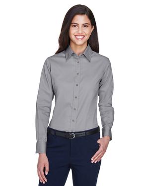 Harriton M500W - Ladies Easy Blend Long-Sleeve Twill Shirt with Stain-Release