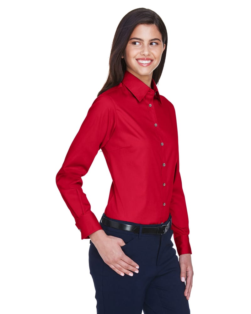 Harriton M500W - Ladies Easy Blend Long-Sleeve Twill Shirt with Stain-Release