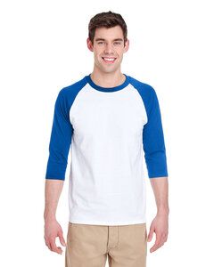 Gildan G570 - Heavy Cotton ¾-Sleeve Raglan White/Royal