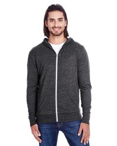 Threadfast 302Z - Unisex Triblend Full-Zip Light Hoodie Black Triblend