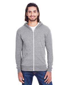 Threadfast 302Z - Unisex Triblend Full-Zip Light Hoodie Grey Triblend