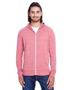 Threadfast 302Z - Unisex Triblend Full-Zip Light Hoodie Red Triblend