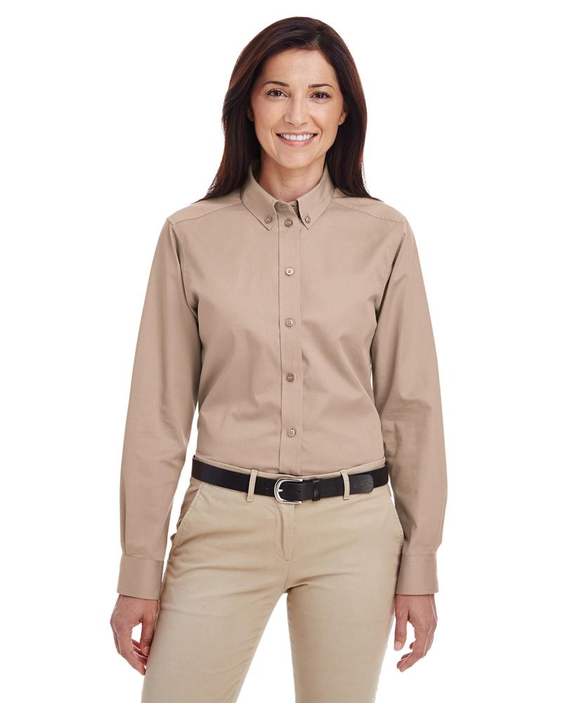 Harriton M581W - Ladies Foundation 100% Cotton Long Sleeve Twill Shirt with Teflon